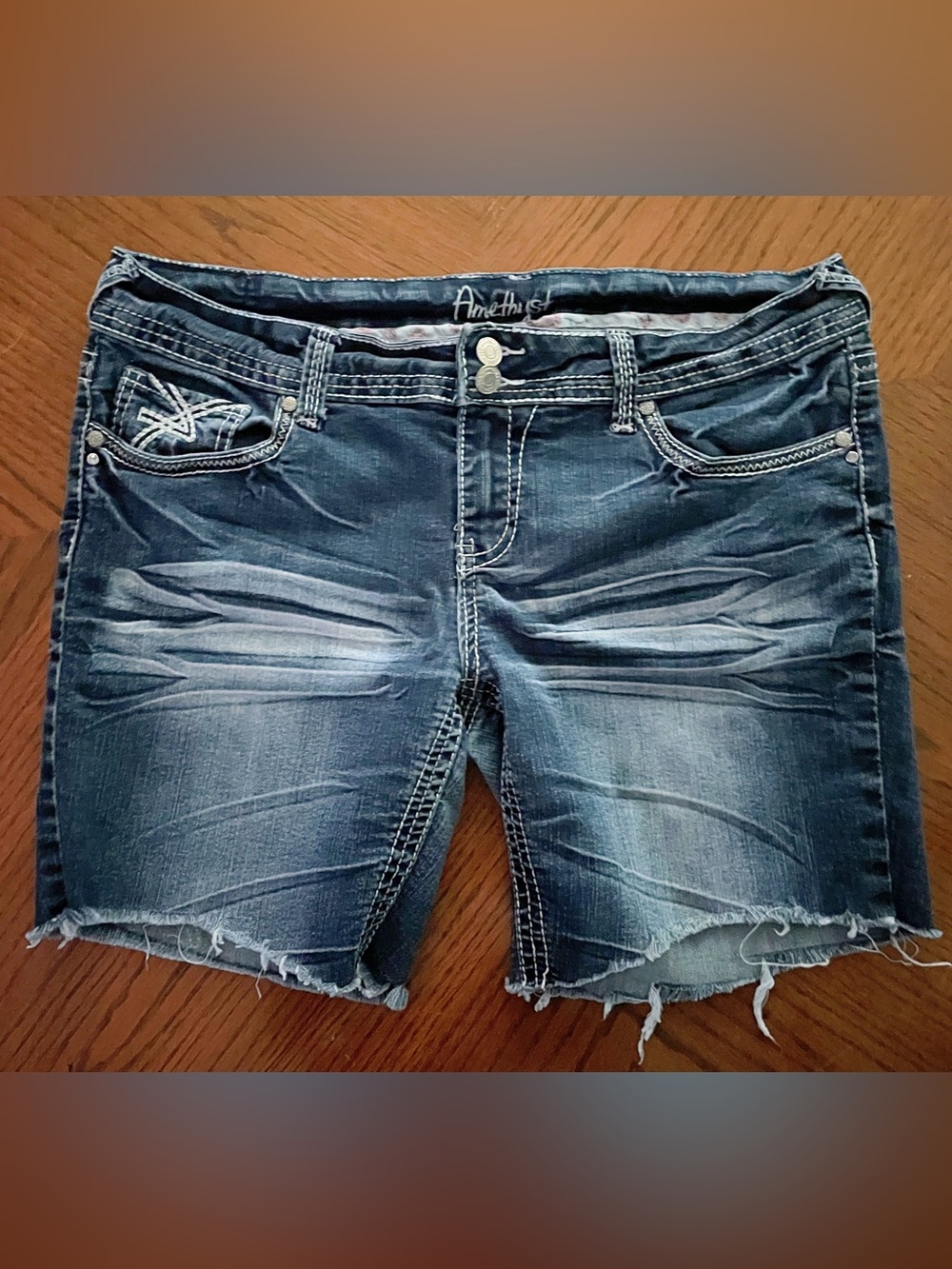 Amethyst Jeans Blue Distressed Cutoff Denim Shorts